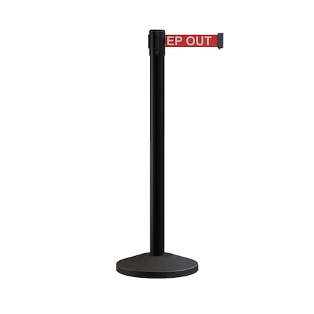 Montour Line Stanchion Belt Barrier Black Post 13ft. RDang.Belt ES400-BK-DANGERW-130